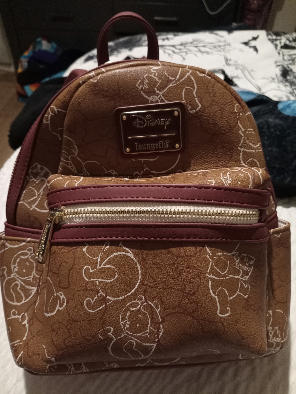 Loungefly Brown & Burgundy Winnie the Pooh Mini Backpack
